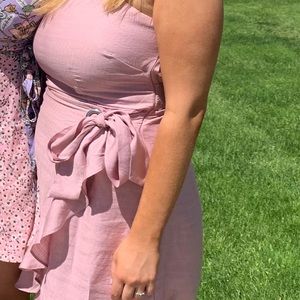 Pink wrap dress